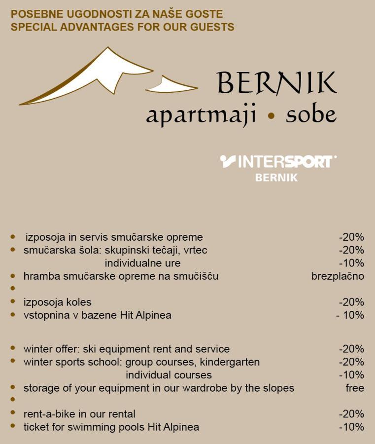 Apartments&Rooms Bernik Kranjska Gora Exterior foto